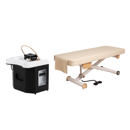Zestaw Myjnia Head Spa 050 czarna + Łóżko do Head SPA - Zen Lift AQUA